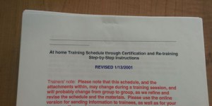 Training instructions document dated January 2001