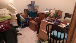 Extra room in my basement full of boxes and other stuff.