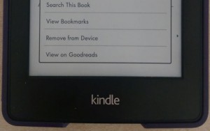 Kindle Paperwhite showing "remove from device" on the screen.