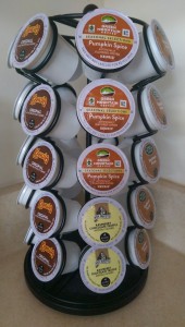 Coffee carousel with new pumpkin spice K-cups centered in the photo.