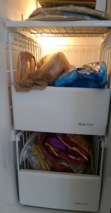 Freezer drawers crammed full.