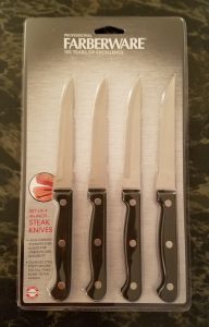 Package of four steak knives.