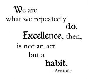 Word-art that says "We are what we repeatedly do. Excellence, then, is not an act but a habit." - Aristotle