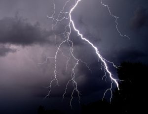 Lightning at night.