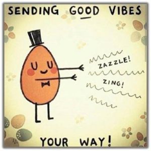 Word-art that says "Sending good vibes your way! Zazzle! Zing!"