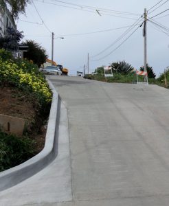 Street going up a steep hill.