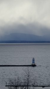 Lighthouse on a cloudy winter day.