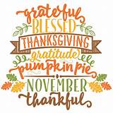 Word-art with Thanksgiving words like "grateful" and "blessed."
