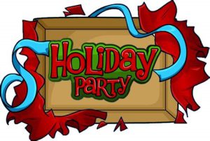 Word-art that says "Holiday party."