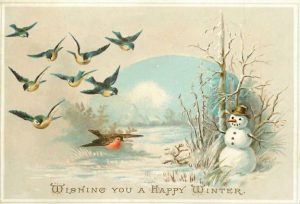 Word-art that says, "Wishing you a happy winter."