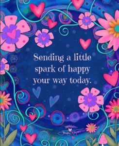 Word-art that says, "Sending a little spark of happy your way today."