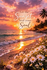 Word-art that says, "Let the sunset heal your soul."