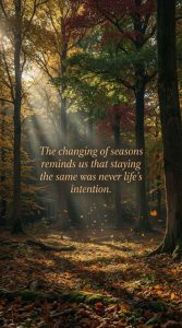 Word-art that says, "The changing of seasons reminds us that staying the same was never life's intention."
